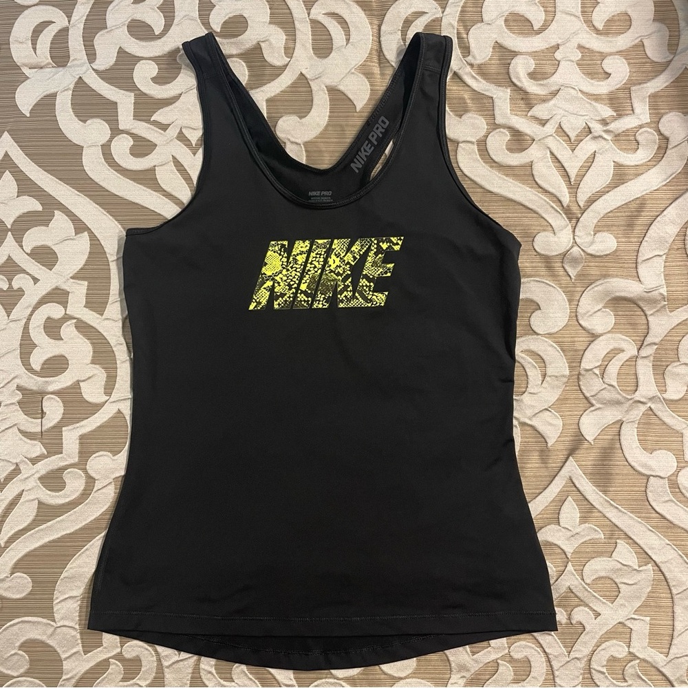 NIKE PRO DRI-FIT Women's Black and Yellow Tank Top
